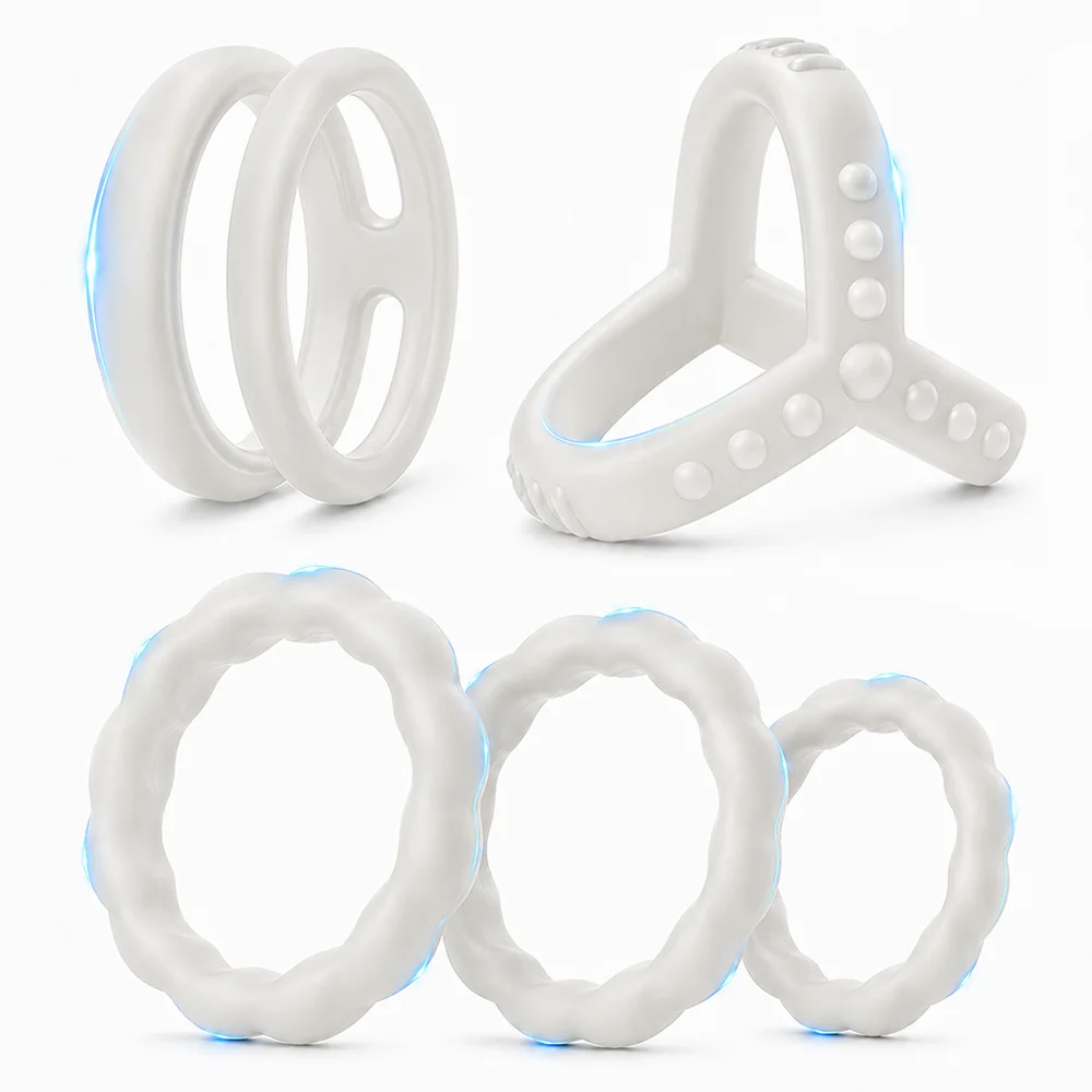 waterproof silicone cock ring set reusable elastic penis ring adult cock rings couples multiple styles & sizes