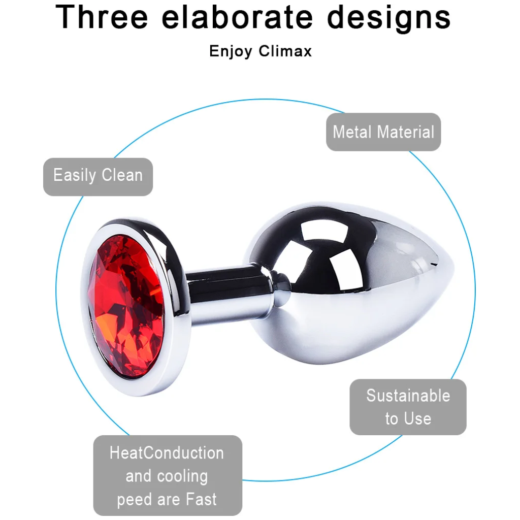 anus plug anal bead adults metal butt plug stainless steel anal plug with jewelry colorful crystal adult game