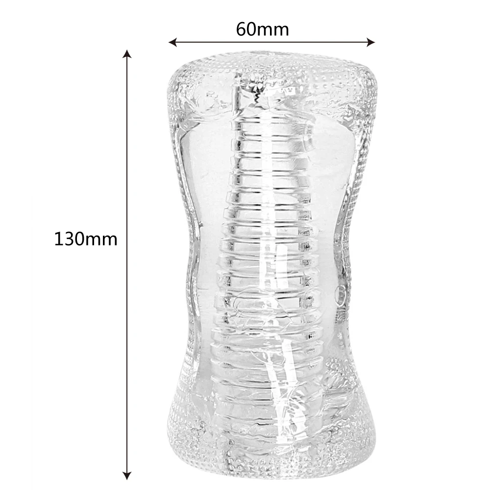 13cm masturbator transparent jelly artificial vaginal real pussy penis exerciser cock enlarger suck erotic