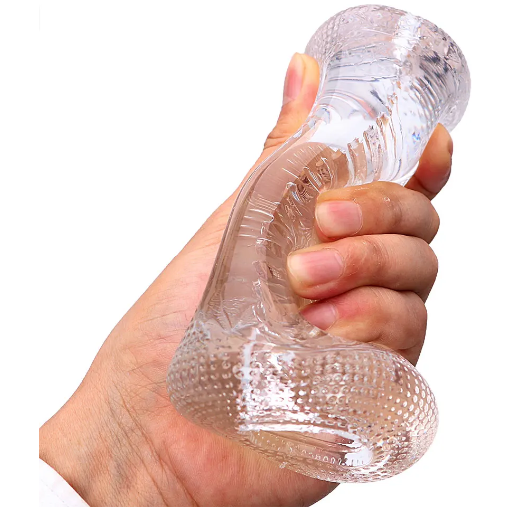 13cm masturbator transparent jelly artificial vaginal real pussy penis exerciser cock enlarger suck erotic