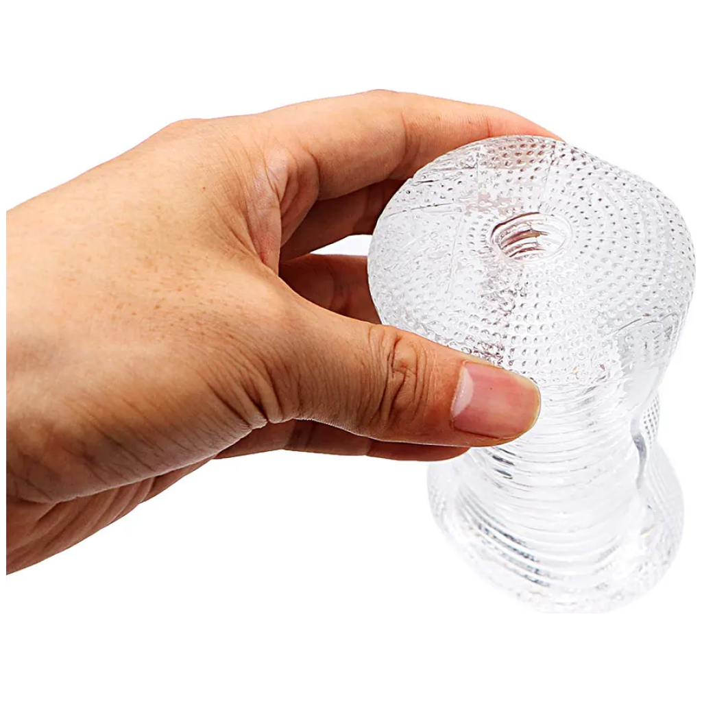 13cm masturbator transparent jelly artificial vaginal real pussy penis exerciser cock enlarger suck erotic
