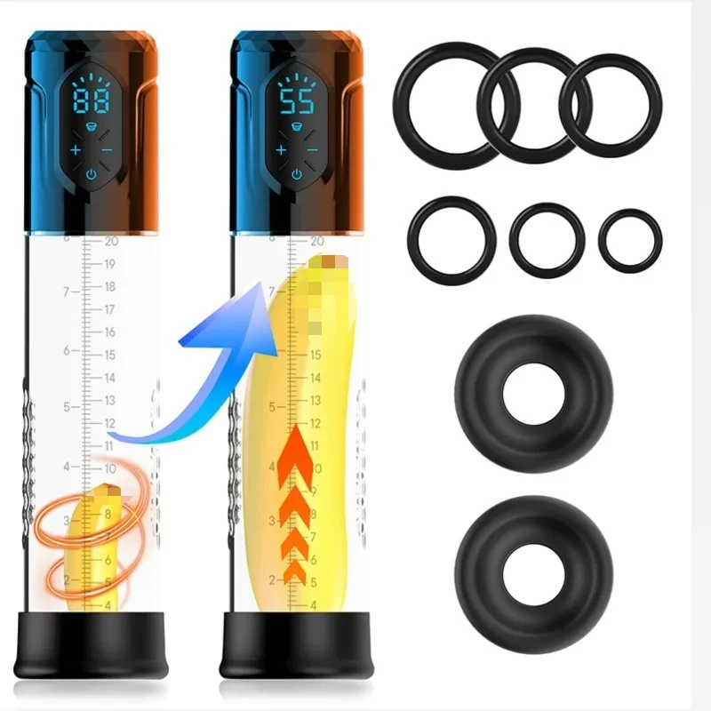 electric penis pump for enlargement exercise trainer vibration vacuum pump 5 suction levels 2 silicone sleeves