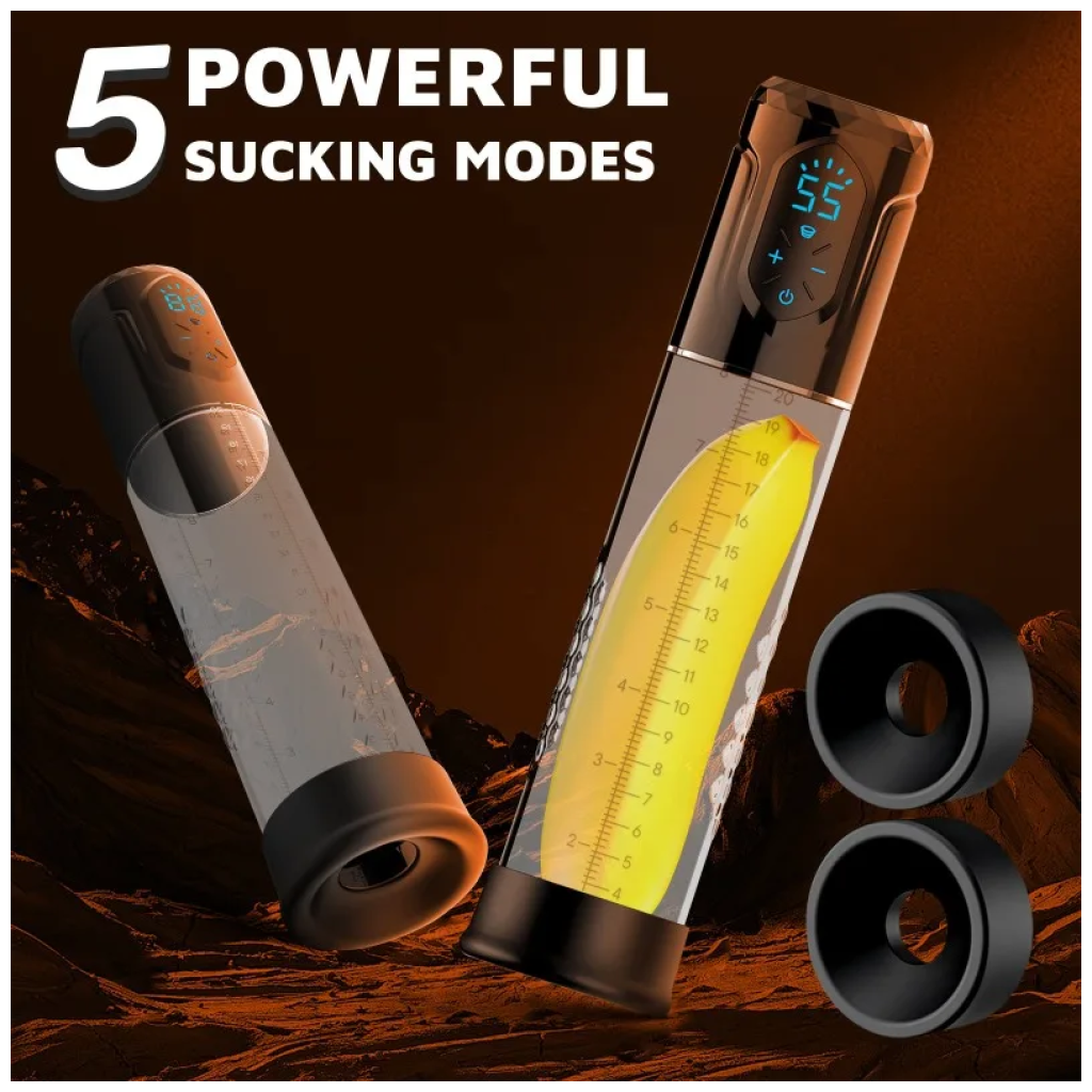 electric penis pump for enlargement exercise trainer vibration vacuum pump 5 suction levels 2 silicone sleeves