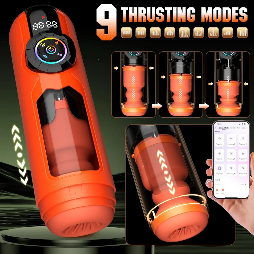 kushor heating automatic masturbator app control vibrating sucking thrusting masturbation cup penis pump sex toy