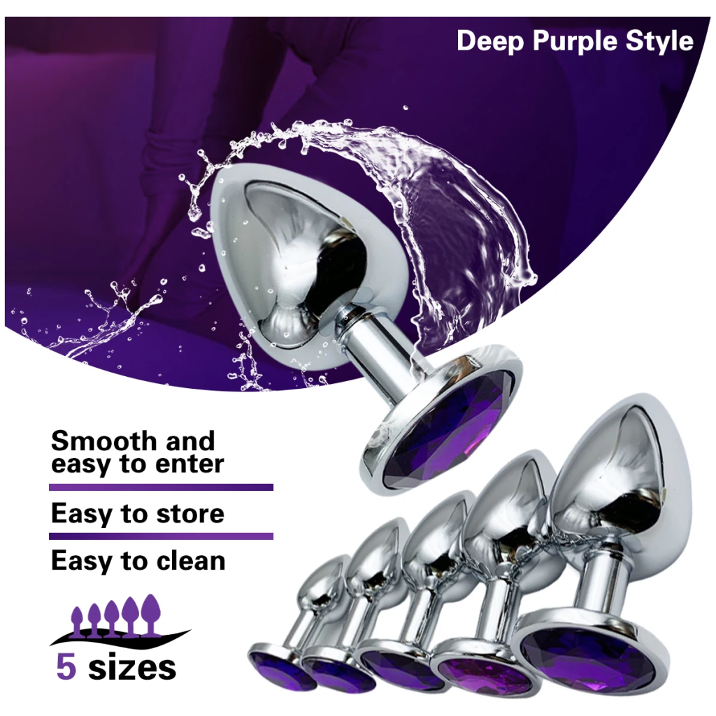 metal anal plug jewelry base beginner to expert 5 size butt plug, tail fe/ dildos couples adults game