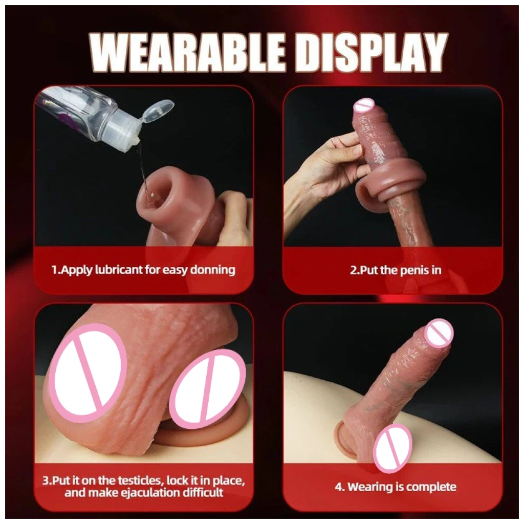 penis reusable silicone realistic stretcher enlarger soft real dick delayed ejection cock ring lock condom for man
