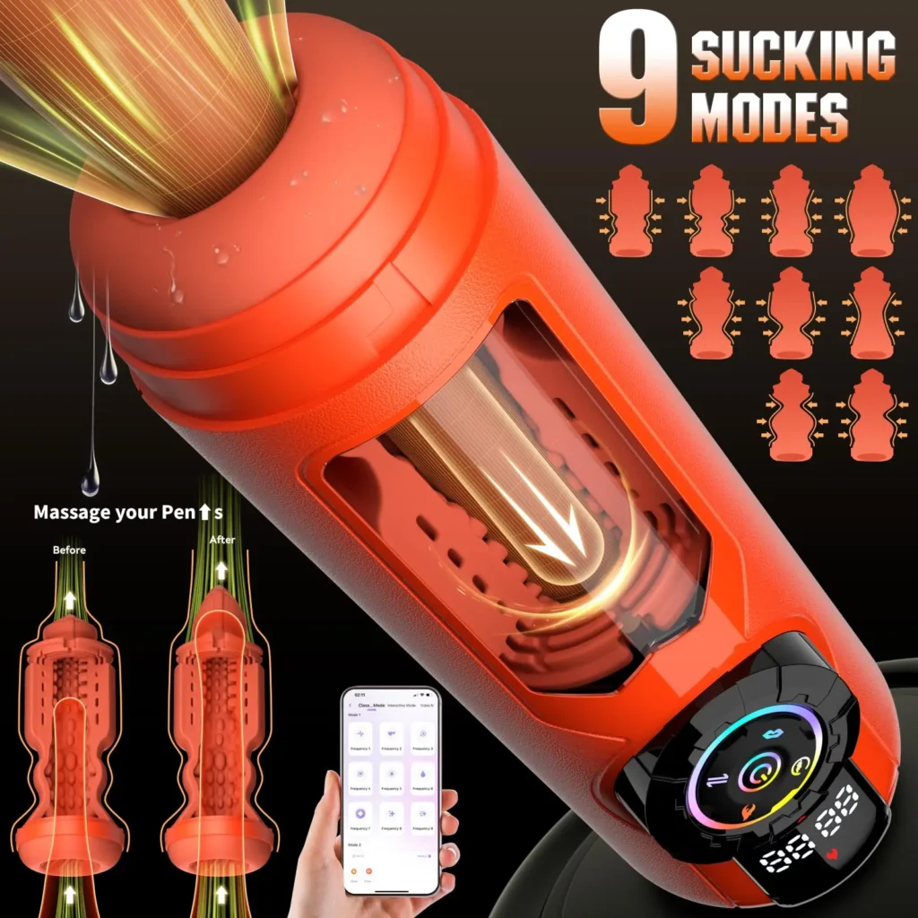 kushor heating automatic masturbator app control vibrating sucking thrusting masturbation cup penis pump sex toy