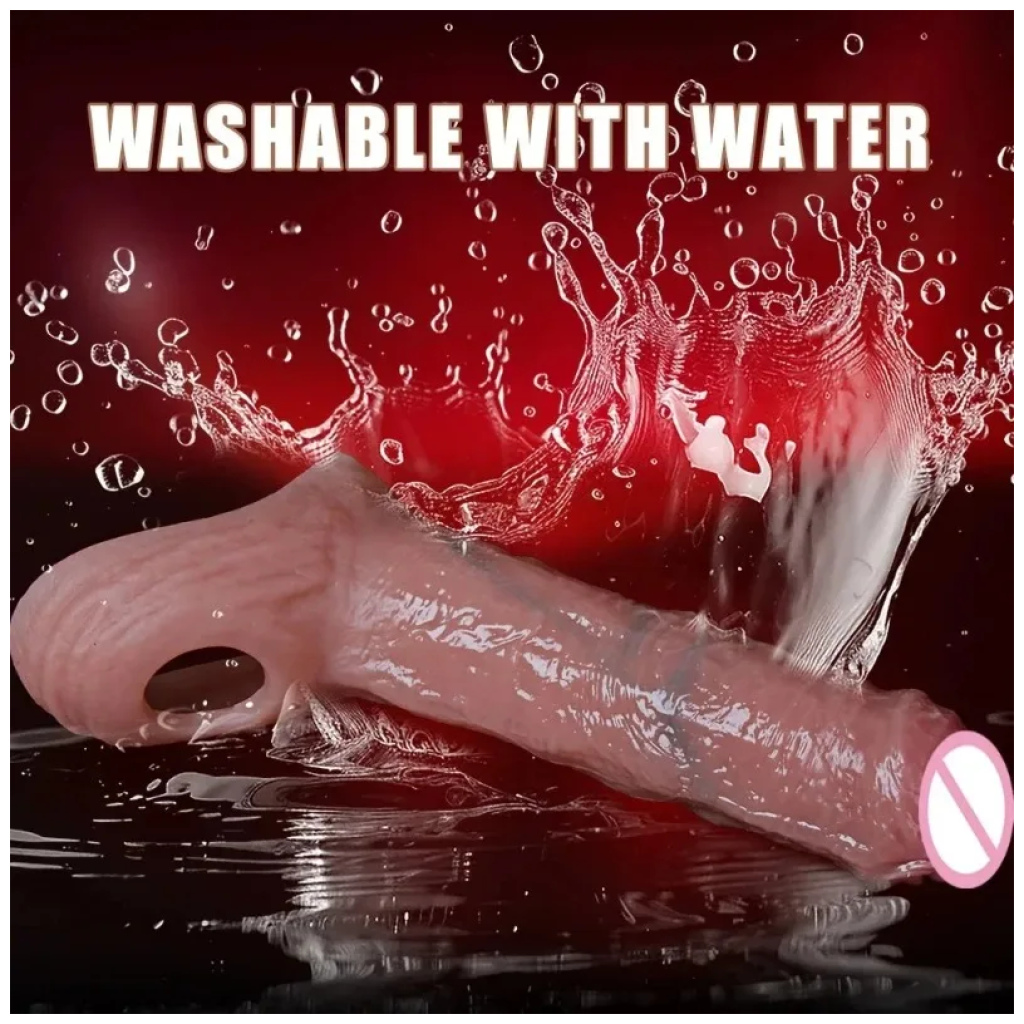 penis reusable silicone realistic stretcher enlarger soft real dick delayed ejection cock ring lock condom for man