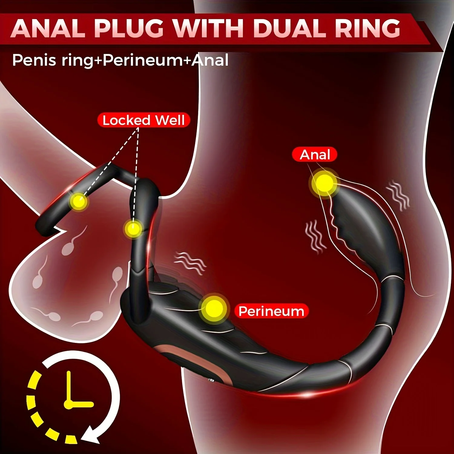 cock ring prostate vibrator double ring anal plug vibrating delay ejaculation masturbator 18+