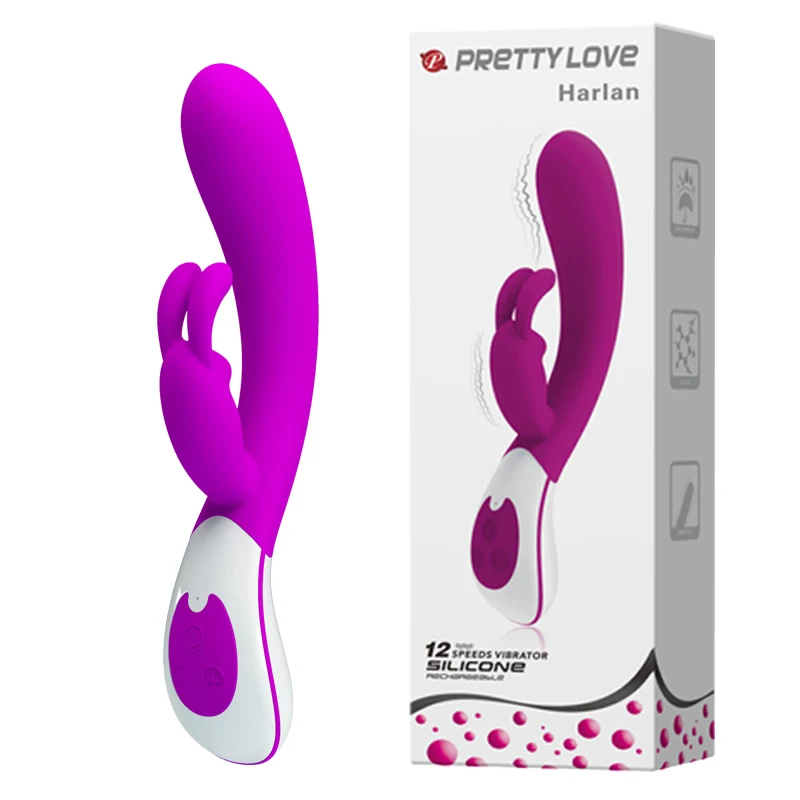pretty love 12 function vibration rabbit dildo vibrator double g spot massager adult sex toy products for woman usb rechargeable