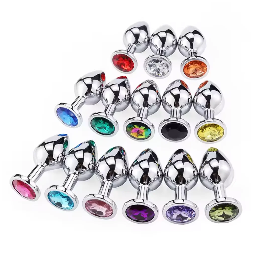 anus plug anal bead adults metal butt plug stainless steel anal plug with jewelry colorful crystal adult game