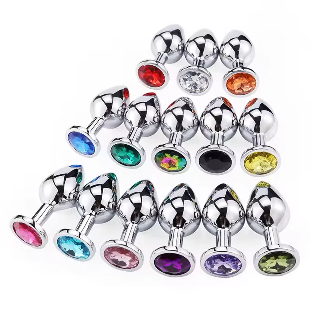 anus plug anal bead adults metal butt plug stainless steel anal plug with jewelry colorful crystal adult game