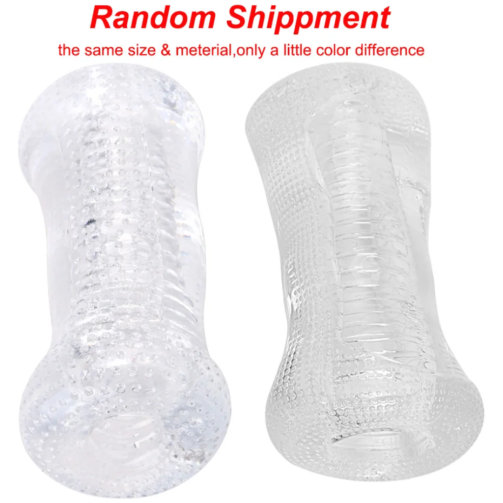 13cm masturbator transparent jelly artificial vaginal real pussy penis exerciser cock enlarger suck erotic