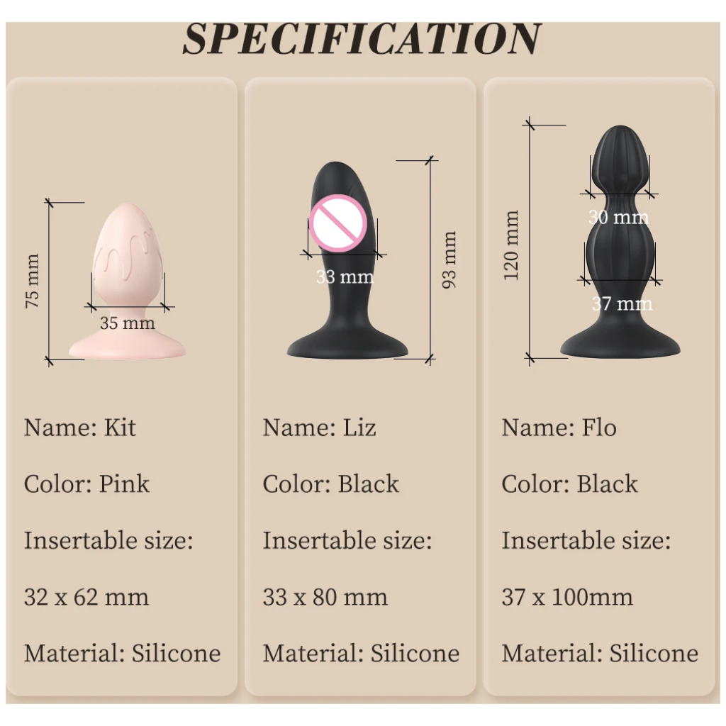 dry well anal plug , silicone butt plugs training kit , fe prostate massager for adults couples