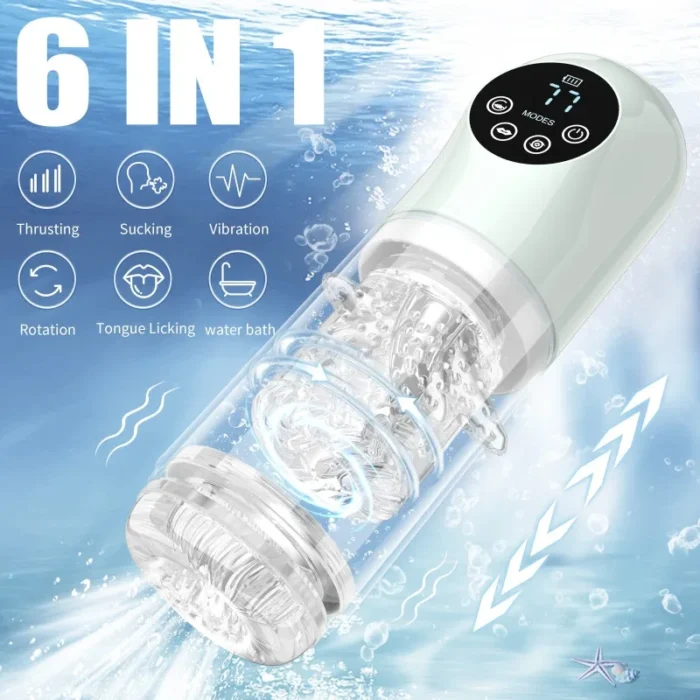 masturbator waterproof 7 vibrating & suction modes for penis stimulation pocket pussy man stroker penis pump