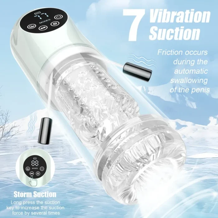 masturbator waterproof 7 vibrating & suction modes for penis stimulation pocket pussy man stroker penis pump