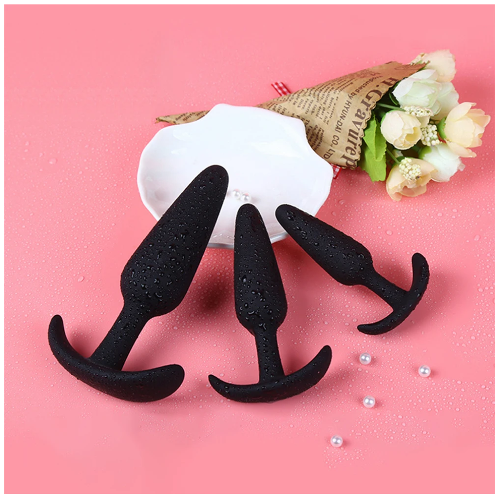 3 different size anal plug soft silicone anal butt plug stimulator adult / prostate massager anal trainer