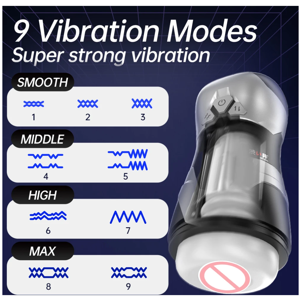 dry well penis pump masturbator stroker with 3 thrusting & 9 vibration , pocket pussy