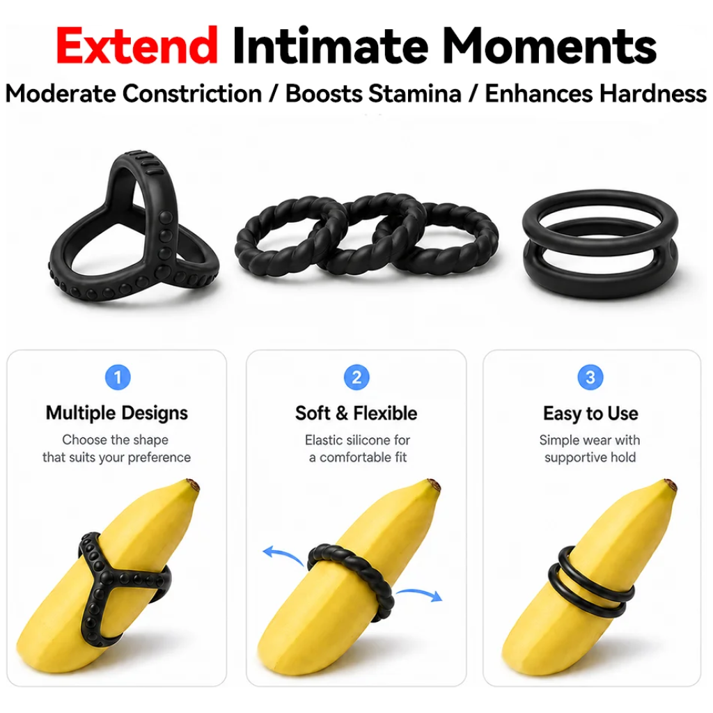 waterproof silicone cock ring set reusable elastic penis ring adult cock rings couples multiple styles & sizes