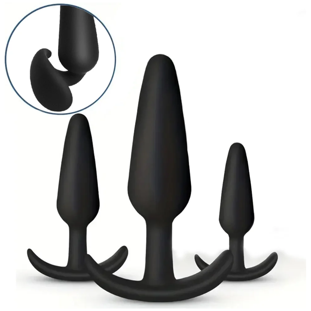 3 different size anal plug soft silicone anal butt plug stimulator adult / prostate massager anal trainer