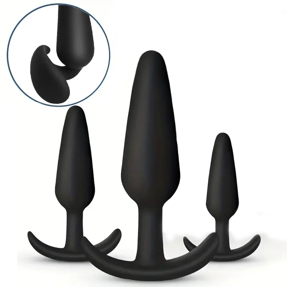 3 different size anal plug soft silicone anal butt plug stimulator adult / prostate massager anal trainer