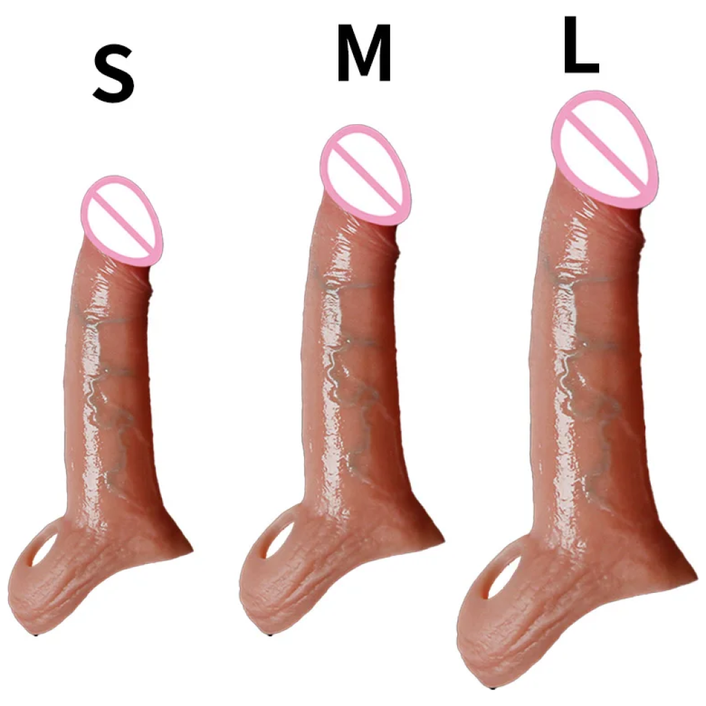 penis reusable silicone realistic stretcher enlarger soft real dick delayed ejection cock ring lock condom for man