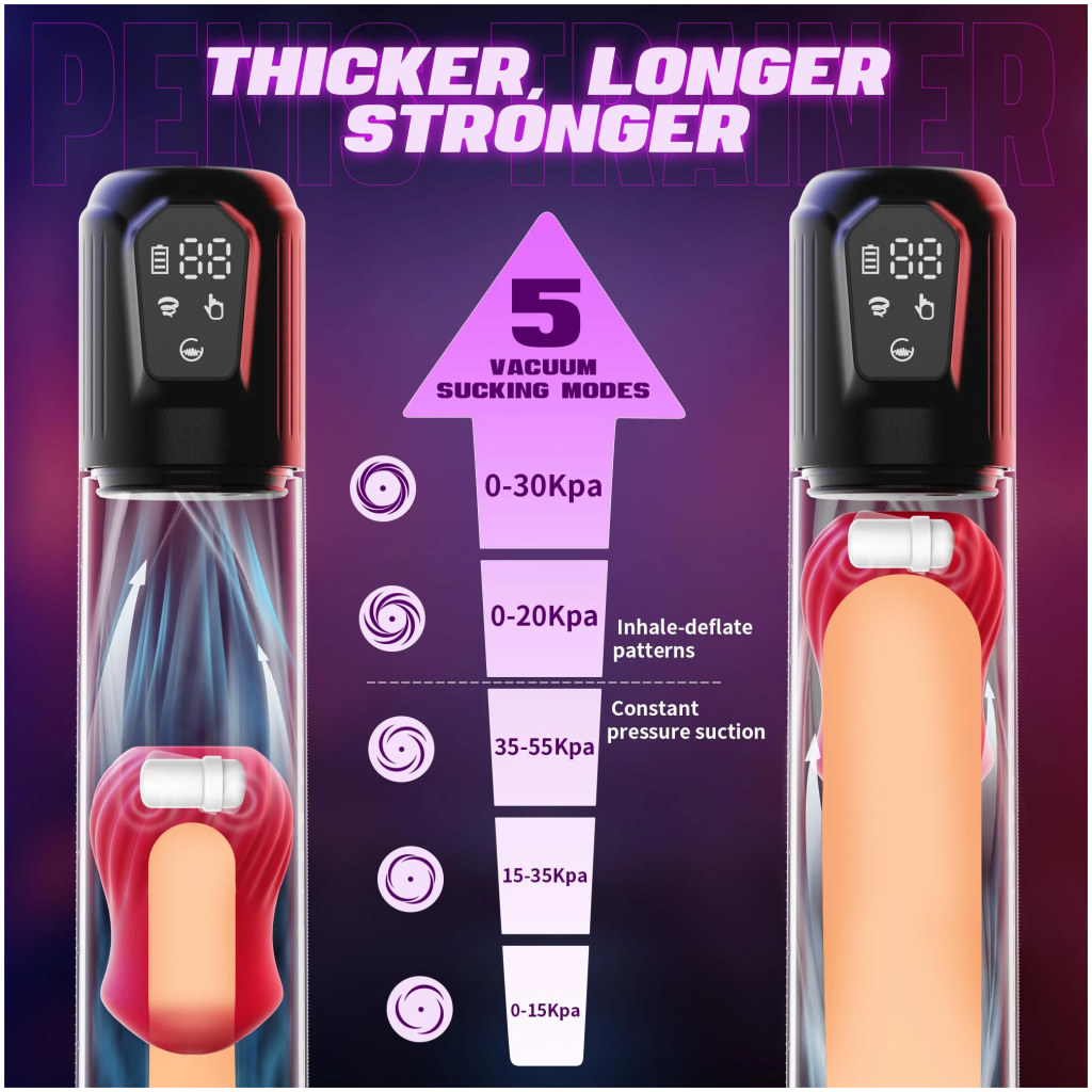 electric penis pump with 5 suction 6 training modes automatic masturbator lcd pumps enlargers ault